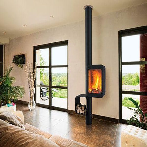 Two-piece wood-burning fireplace