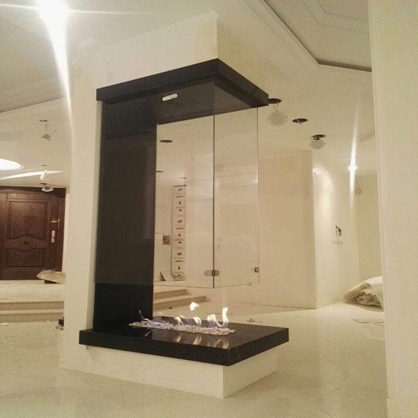 Three-way suspended glass fireplace code 103