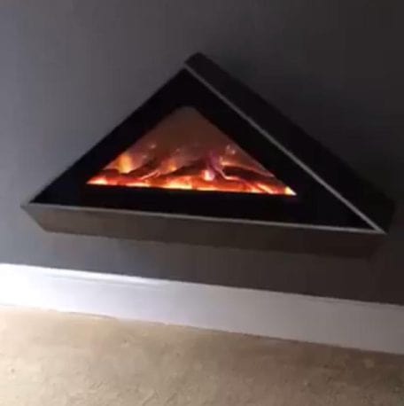 Triangular electric fireplace