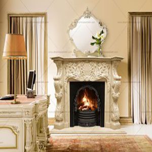 Modern stone fireplace