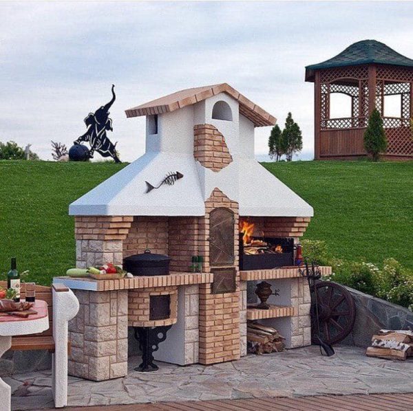 Multipurpose brick barbecue